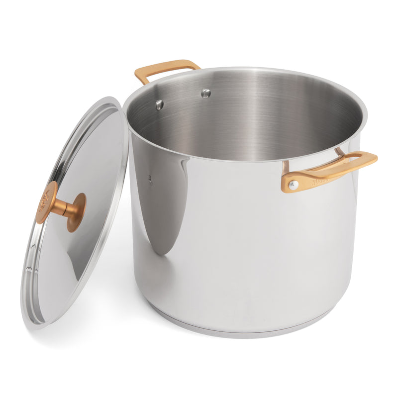 Chuck Hughes 12 qt stock pot with lid open