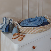 Meyco Baby Muslin Squares – Fat Stripe Jeans Blue – additional product detail or lifestyle view