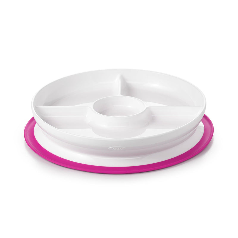 OXO Tot Stick & Stay Suction Divided Plate in pink