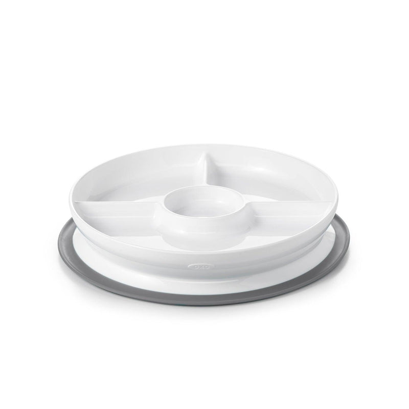 OXO Tot Stick & Stay Suction Divided Plate in gray
