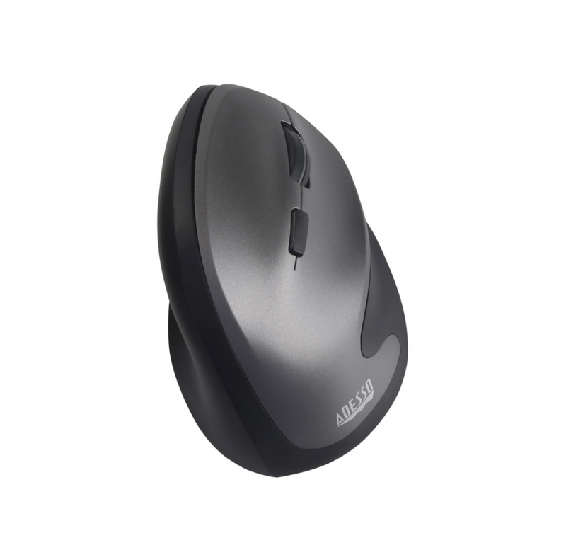 Adesso A20 antimicrobial wireless vertical mouse in black and silver