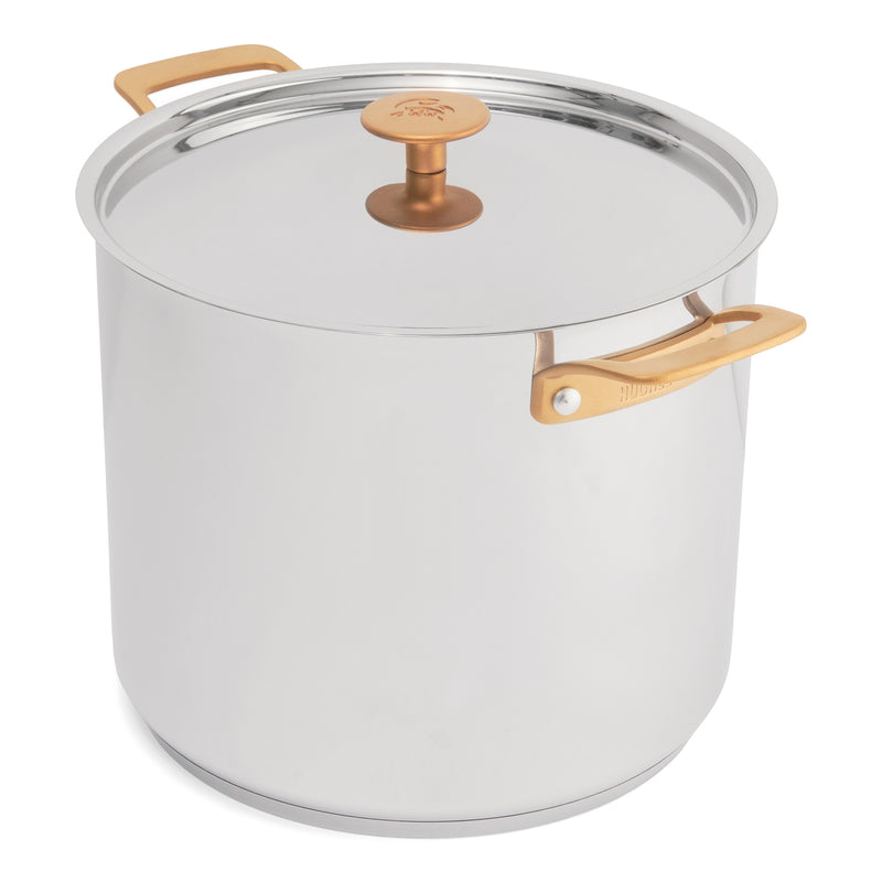 Chuck Hughes 12 qt stock pot with gold matte handles