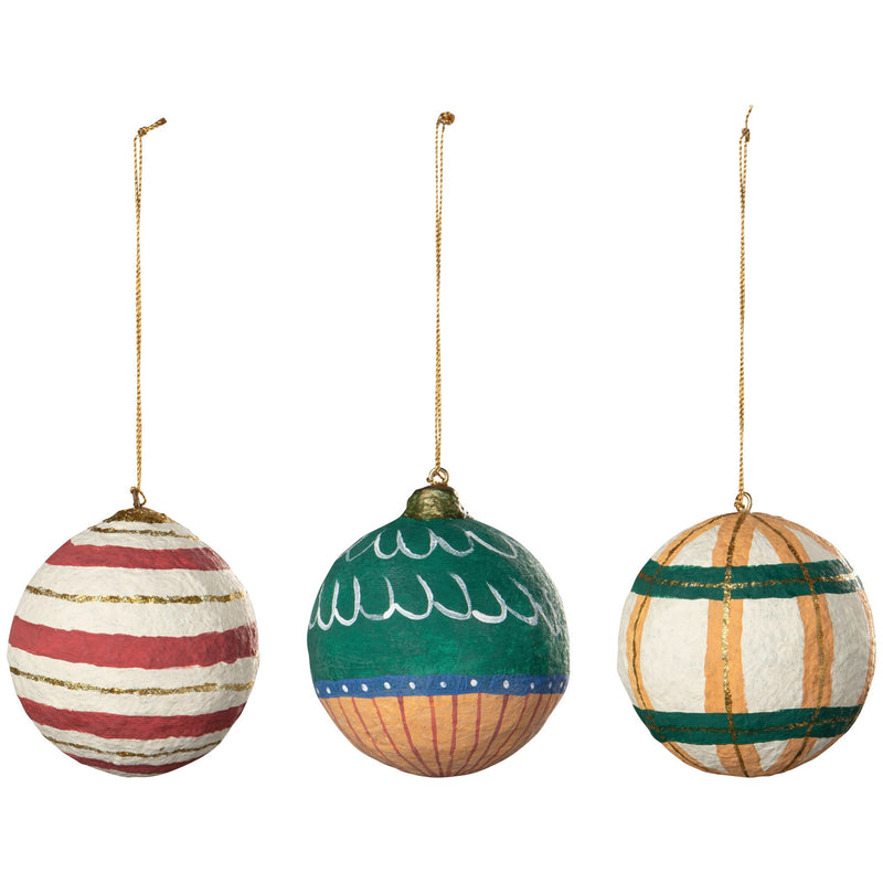 Bauble Mache Christmas Tree Ornament — possible assortment styles; one random ornament included