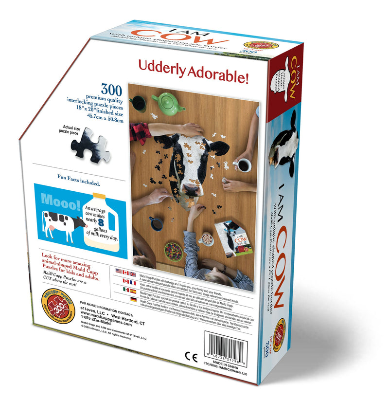 Madd Capp Puzzles – I Am Cow Jigsaw Puzzle | 300 Pieces – back of packaging