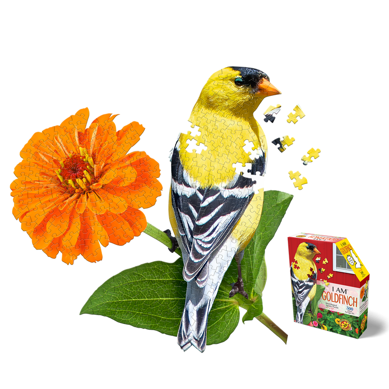 Madd Capp Puzzles – I Am Goldfinch Jigsaw Puzzle | 300 Pieces – puzzle and packaging