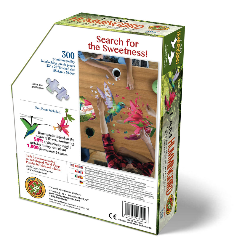 Madd Capp Puzzles – I Am Hummingbird Jigsaw Puzzle | 300 Pieces – back of packaging