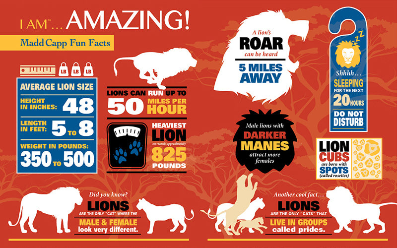 Madd Capp Puzzles – I Am Lion Jigsaw Puzzle | 300 Pieces – educational Fun Facts insert