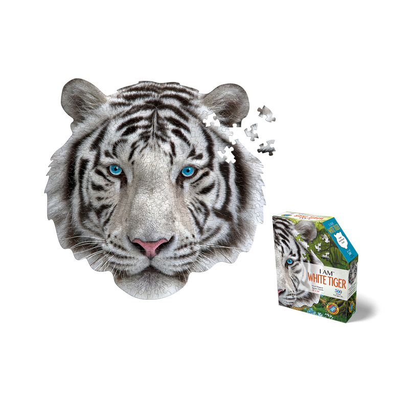 Madd Capp Puzzles – I Am White Tiger Jigsaw Puzzle | 300 Pieces – puzzle and packaging