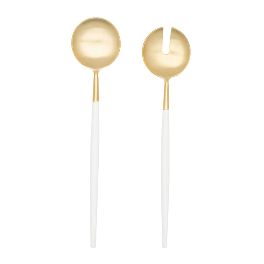 David Shaw Stockholm serving set with white handles and gold heads