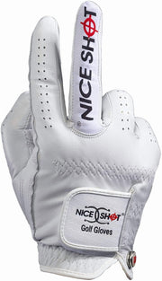 Nice Shot The Bird white right-hand golf glove – back view