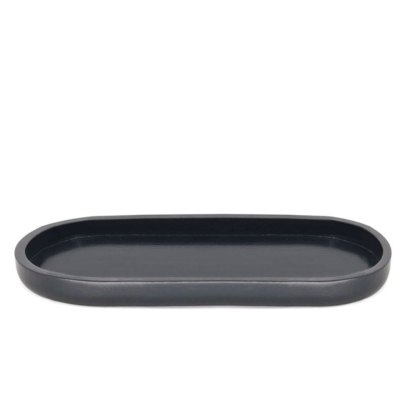 Natural Living - Oval Bamboo Platter — empty black platter, 35.5 x 16.5 cm (13.98 x 6.5 in).