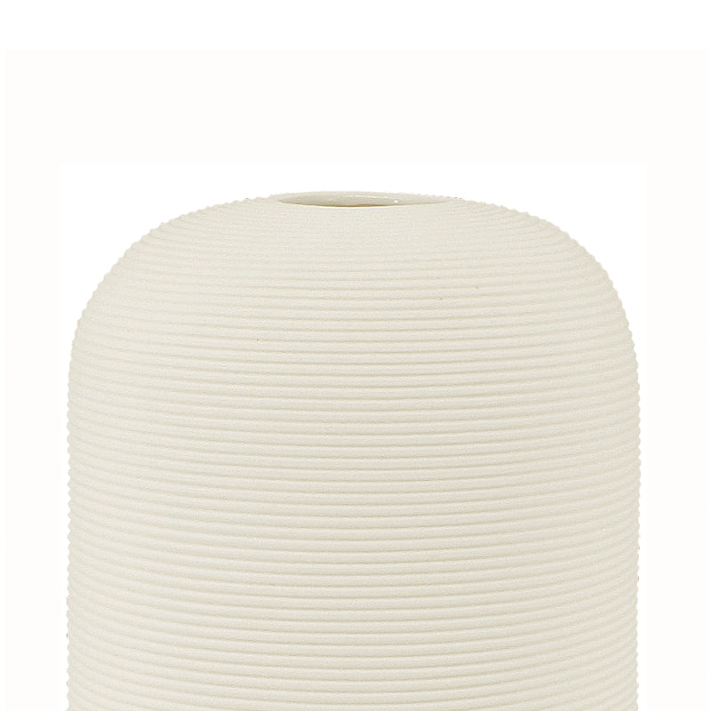 Natural Living - Textured Vase - Cream — fine ribbed texture detail.