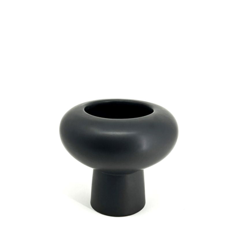 Natural Living - Mushroom-Shaped Planter - Black — empty mushroom-shaped planter.