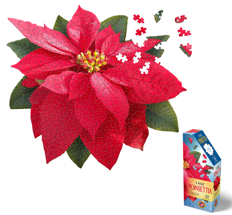 Madd Capp Puzzles – I Am Poinsettia Jigsaw Puzzle | 350 Pieces – puzzle and packaging