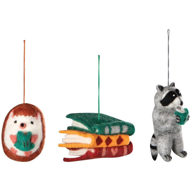 Book Club Felt Christmas Tree Ornament — possible assortment styles; one random ornament included