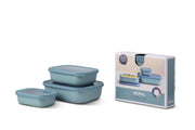 Mepal Cirqula Shallow Rectangular Bowl Set, 3 Pieces - Nordic Green - product view