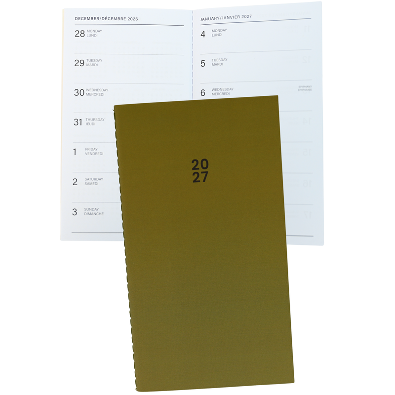 Pierre Belvedere - Annual Agenda 2027- Mini- 2W/2P- Olive Green