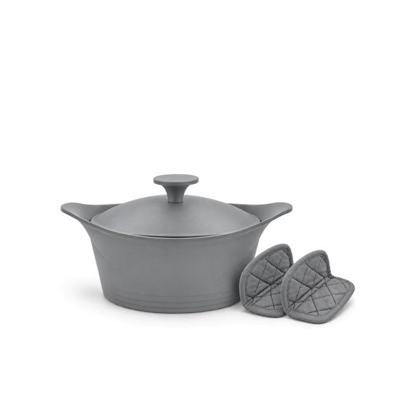 Cookut - The Incredible Cocotte 20 cm (Serves 1-4) Pearl Grey, Includes Knob and Handles