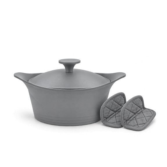 Cookut - The Incredible Cocotte 28 cm (Serves 6-12) Pearl Grey, Includes Knob and Handles