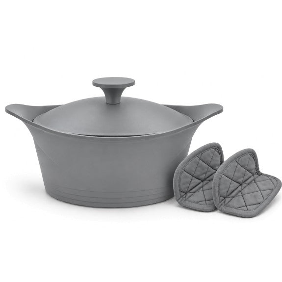 Cookut - The Incredible Cocotte 33 cm (Serves 8-14) Pearl Grey, Includes Knob and Handles