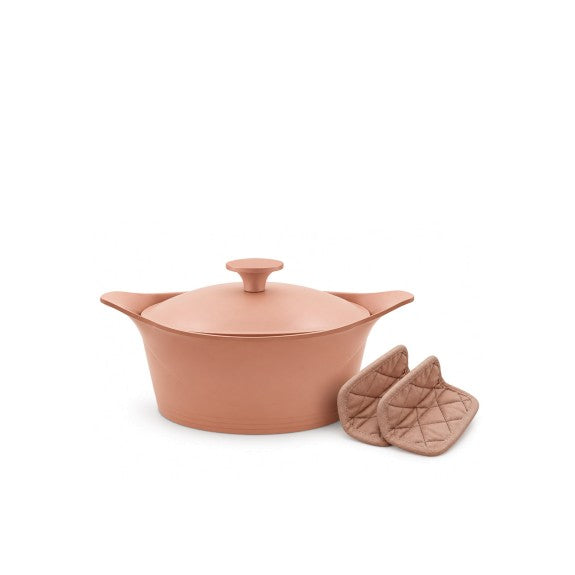 Cookut - The Incredible Cocotte 20 cm (Serves 1-4) Pink Marshmallow, Includes Knob and Handles