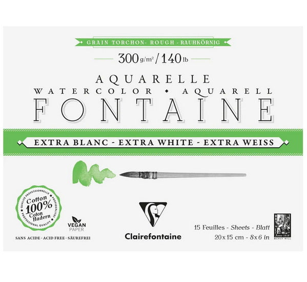 Clairefontaine Fontaine Watercolour Pad Rough 300 g 20 x 15 cm