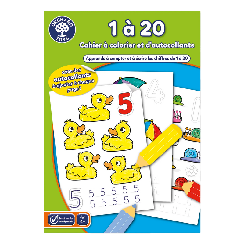 CAHIER À COLORIER D'AUTOCOLLANTS 1-20