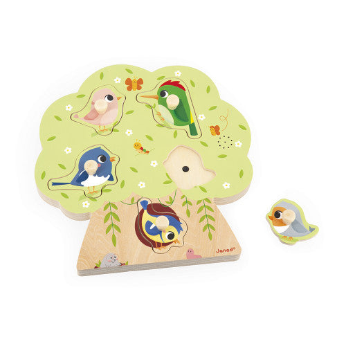 Janod - Puzzle - Birds Peg Sound Puzzle