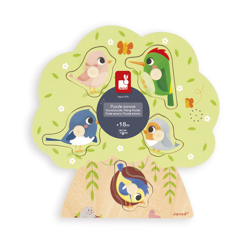 Janod - Puzzle - Birds Peg Sound Puzzle