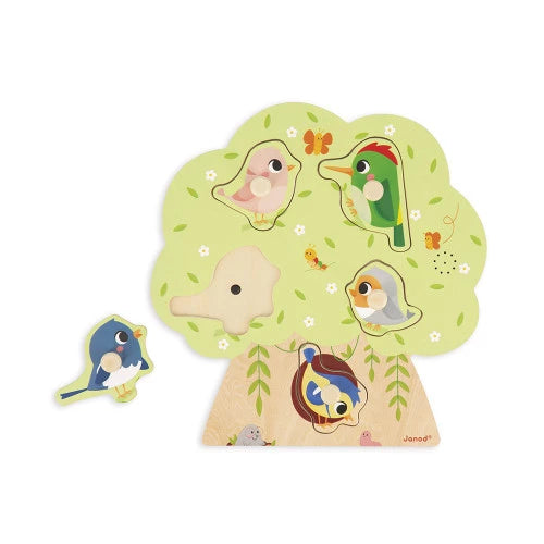 Janod - Puzzle - Birds Peg Sound Puzzle