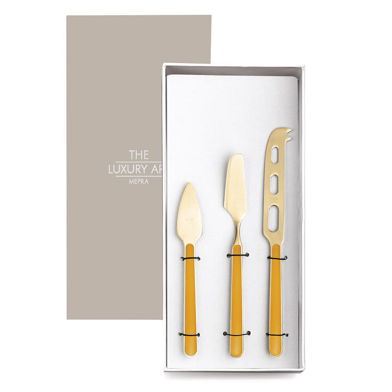 Mepra - Fantasia Mustard Ice Gold - 3-Piece Cheese Knife Set