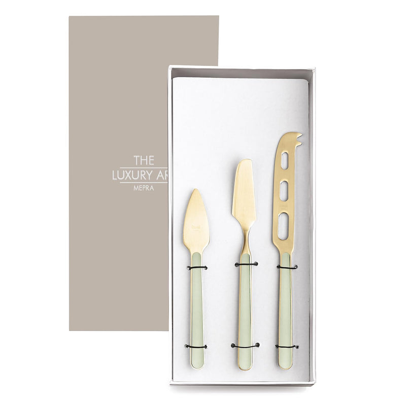 Mepra - Fantasia Sage Ice Gold - 3-Piece Cheese Knife Set