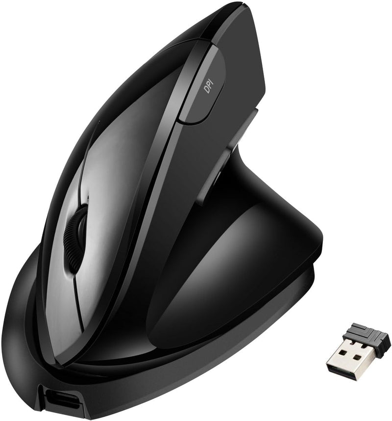Adesso – Souris optique verticale ergonomique sans fil 2400 ppp PC/Mac/Android/Chrome – Noir