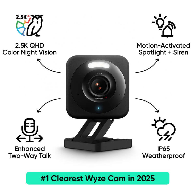 Wyze Cam v4 Security Cameras WYZEC4BKX2, Black, 2 Pack