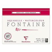 Clairefontaine Fontaine Fine Grain watercolour block – 18 × 24 cm, 25 sheets, 300 gsm
