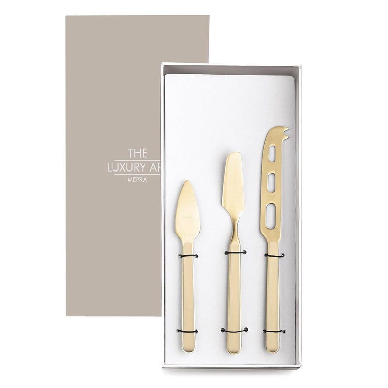 Mepra - Fantasia Sesame Ice Gold - 3-Piece Cheese Knife Set