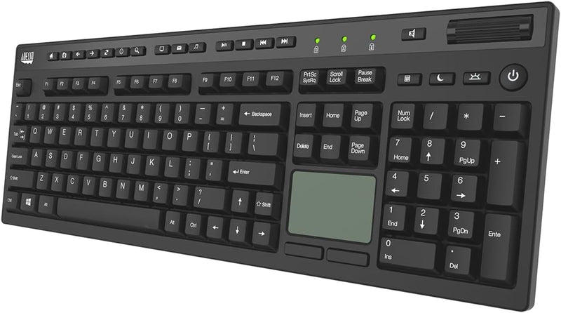 Adesso – Keyboard Wired EasyTouch CoPilot AI Hotkey Multi OS USB with Touchpad - Black
