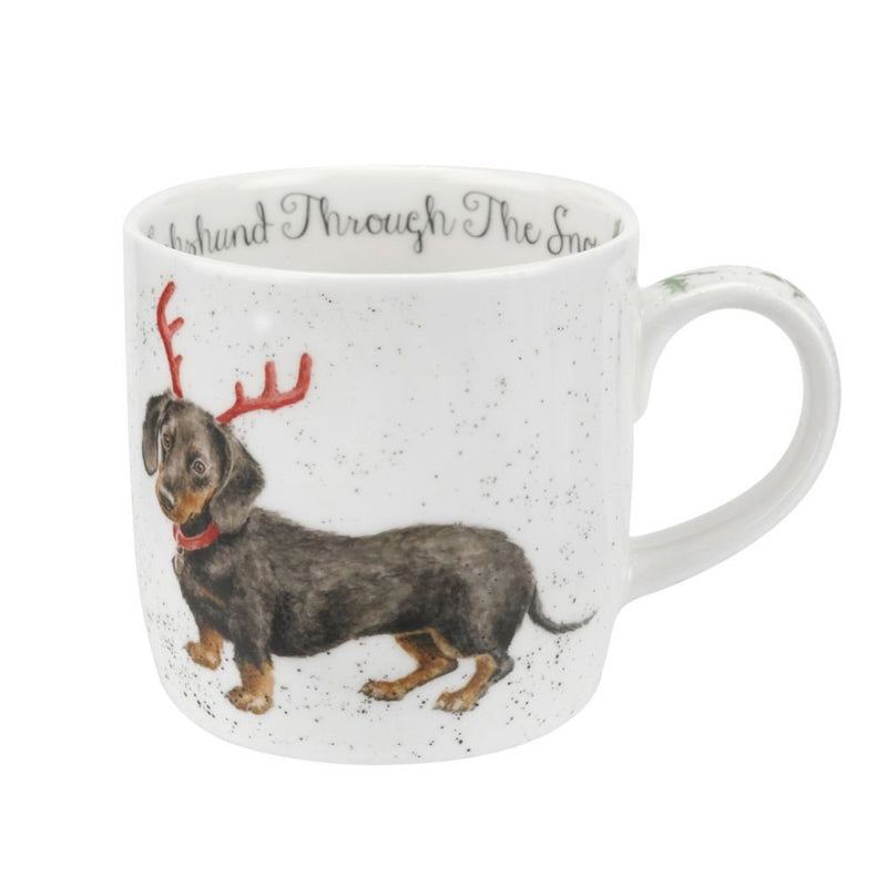 Royal Worcester - WD MUG 11 oz:DACHSHUND TR SNOW