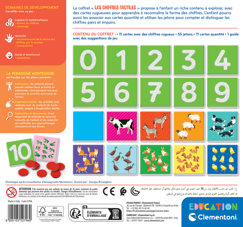 EDUCATION: MONTESSORI - LES CHIFFRES TACTILES