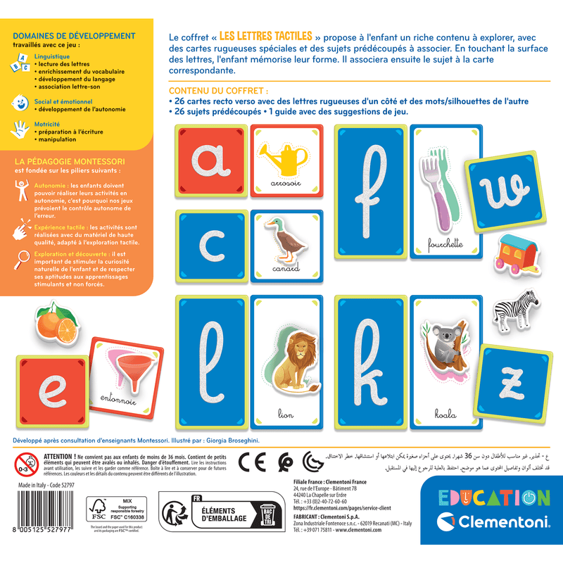 EDUCATION: MONTESSORI - LES LETTRES TACTILES