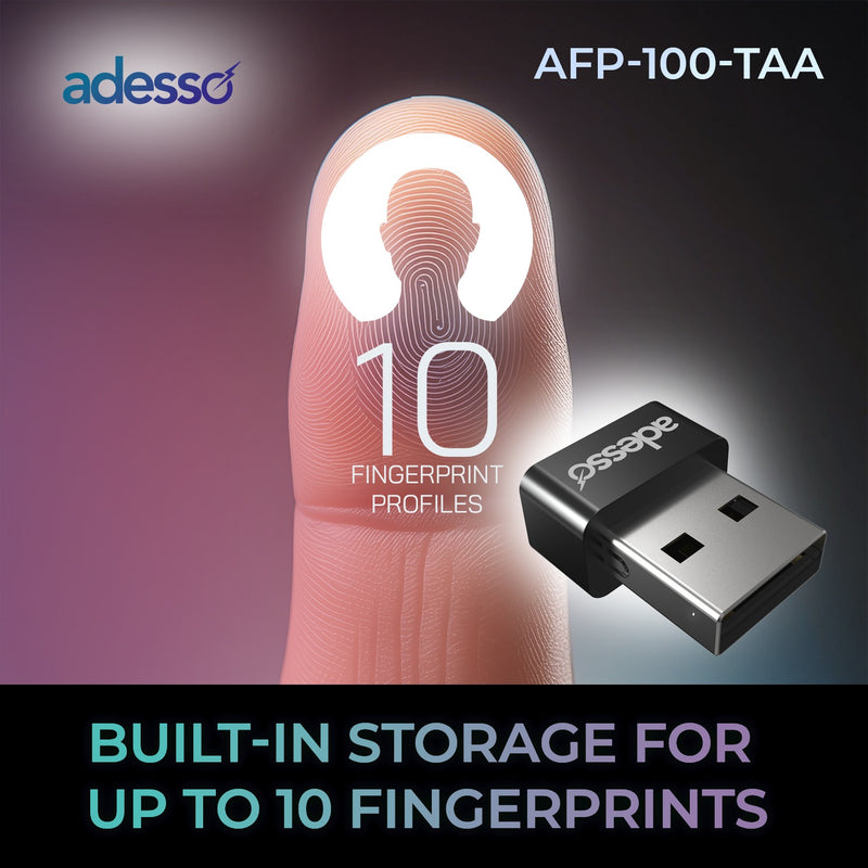 Adesso – Lecteur d'empreintes digitales de bureau FP-100 (clé USB A)