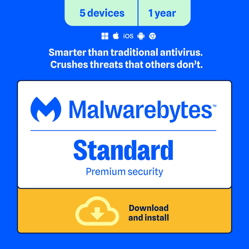 Malwarebytes - Premium Antivirus | 5 Devices, 1 Year (Digital Download) - electronic download licence artwork
