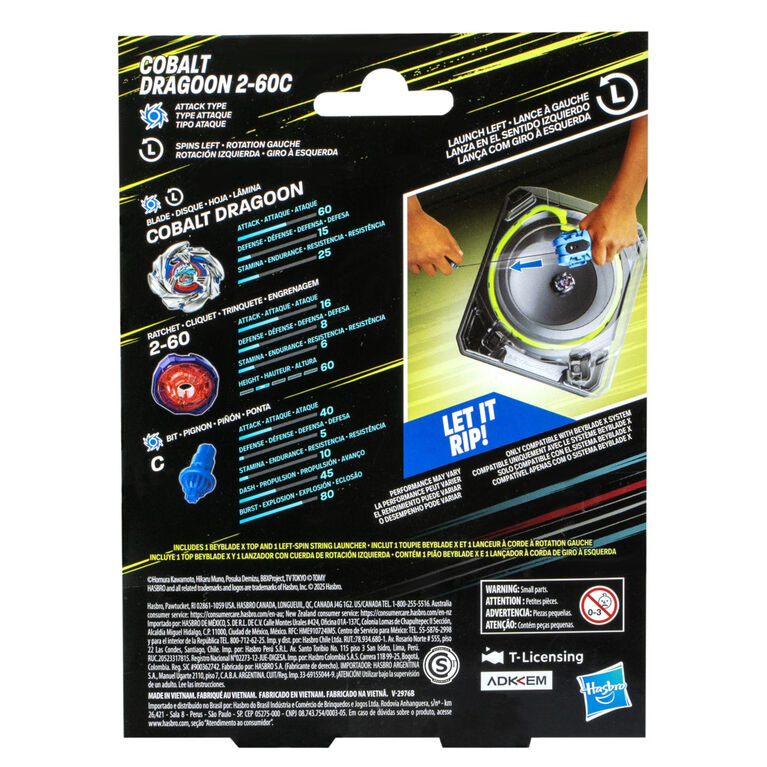 Beyblade X - Lanceur et toupie Cobalt Dragoon Deluxe