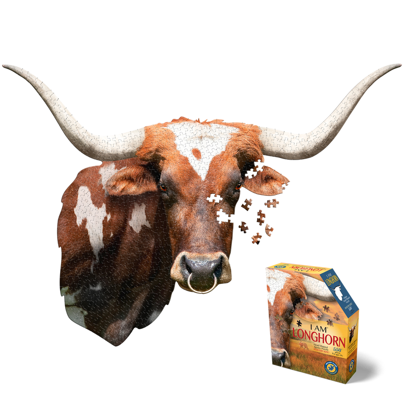 Madd Capp Puzzles – I Am Longhorn Jigsaw Puzzle | 520 Pieces – puzzle and packaging