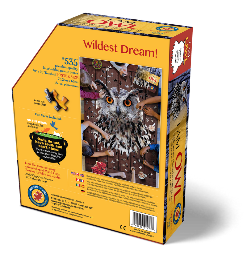 Madd Capp Puzzles – I Am Owl Jigsaw Puzzle | 535 Pieces – back of packaging