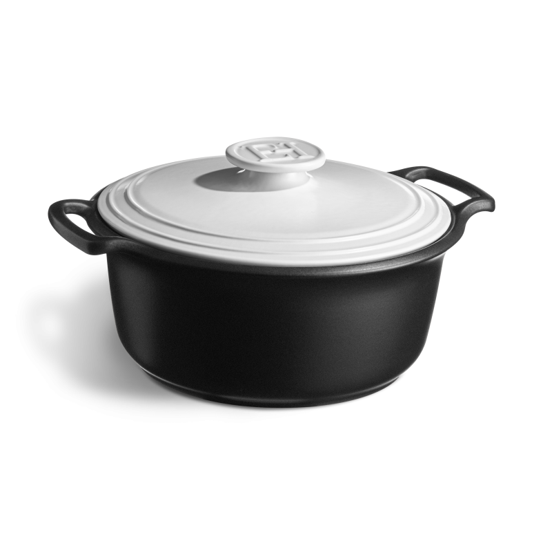 Emile Henry Sublime+ Round Casserole 5.5L Ardoise et Blanc