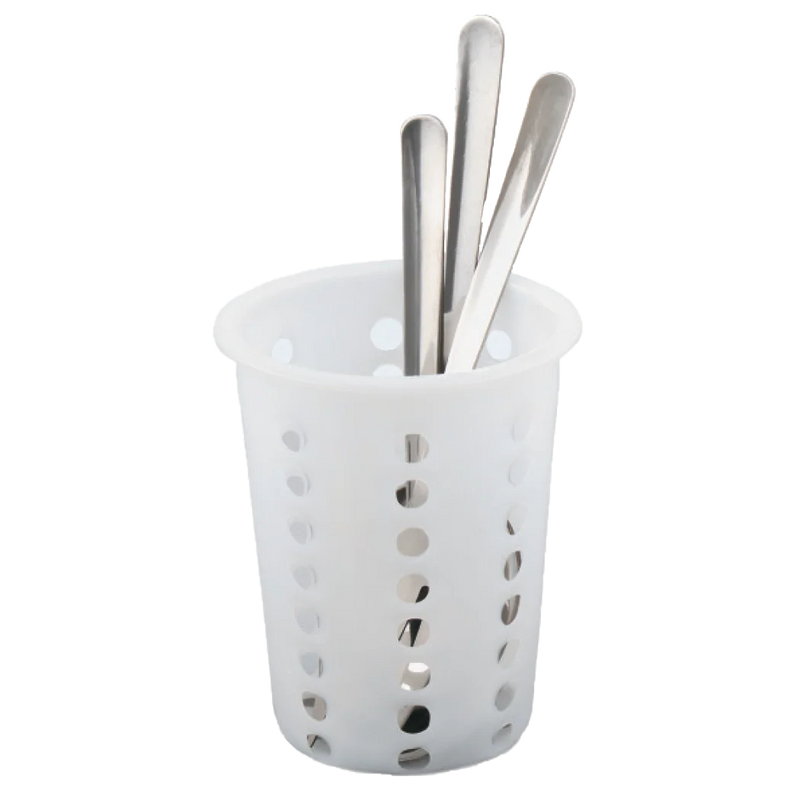 Browne - Flatware Cylinder - Perforated - 4.3 in / 10.9 cm - Polypropylene - White