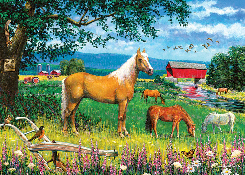 Cobble Hill - Puzzle Plateau de 35 pièces - Chevaux dans le pré