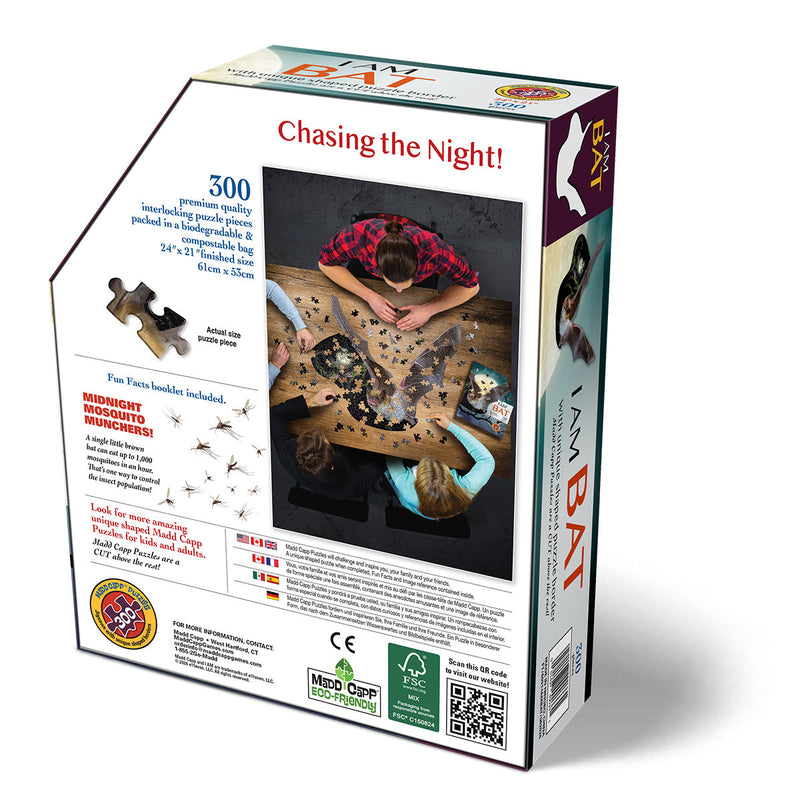 Madd Capp Puzzles – I Am Bat Jigsaw Puzzle | 300 Pieces – back of packaging