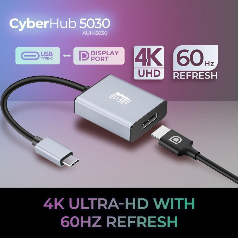 Adesso – Adapter USB-C to DisplayPort 4K at 60Hz DisplayPort Output Plug-and-Play